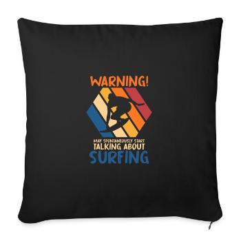 Surf Plage Surf Surf Été Océan Vagues Amour - Housse de coussin décorative 45 x 45 cm - noir - Devant