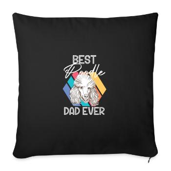 Meilleur caniche Papa Jamais Chiot Chien de compagnie - Housse de coussin décorative 45 x 45 cm - noir - Devant