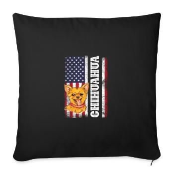 Shih Tzu Drapeau américain Chiot Propriétaire d’animal de compagnie Hun - Housse de coussin décorative 45 x 45 cm - noir - Devant