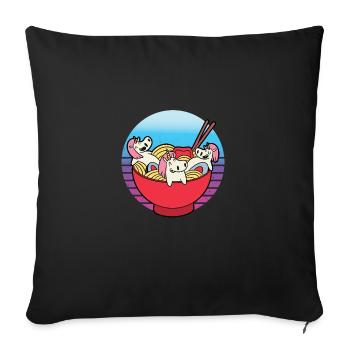 Funny Ramen Food Noodles Japanese Anime - Sofa pillowcase 17,3'' x 17,3'' (45 x 45 cm) - black - Front