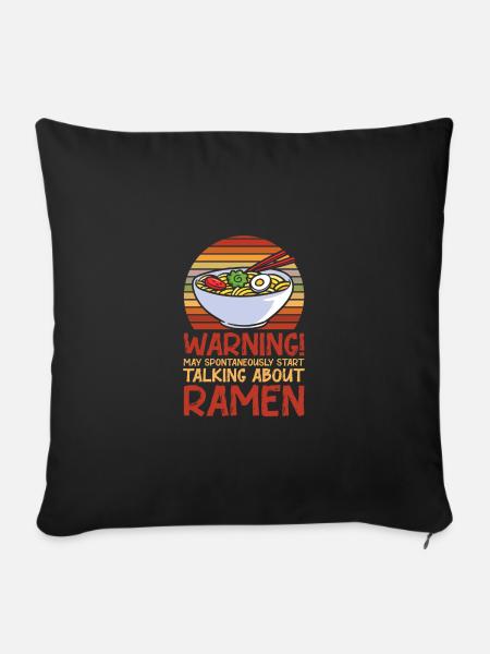 Lustige Ramen Lebensmittel Nudeln Japanisch Anime - Sofakissenbezug 45 x 45 cm - Schwarz