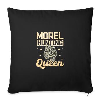Mushroom Morel Hunting Queen - Sofa pillowcase 17,3'' x 17,3'' (45 x 45 cm) - black - Front