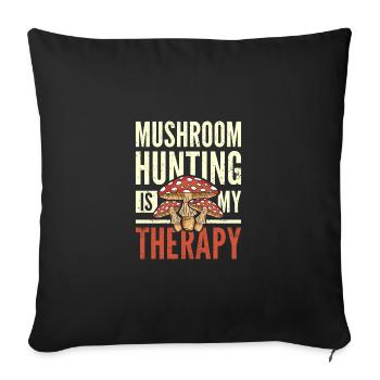 La chasse aux champignons est ma thérapie - Housse de coussin décorative 45 x 45 cm - noir - Devant