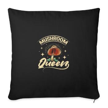Fille femmes reine de la chasse aux champignons - Housse de coussin décorative 45 x 45 cm - noir - Devant