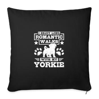Long romantic walks with my yorkie - Sofa pillowcase 17,3'' x 17,3'' (45 x 45 cm) - black - Front