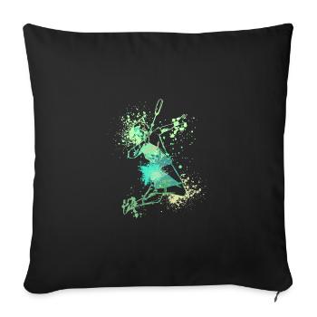Joueur de Splash Badminton - Housse de coussin décorative 45 x 45 cm - noir - Devant