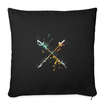 Conception de clôture d’éclaboussures pour escrimeur d’épée - Housse de coussin décorative 45 x 45 cm - noir - Devant