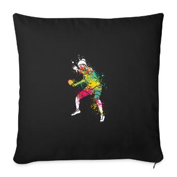 Splash Art Joueur de tennis de table - Housse de coussin décorative 45 x 45 cm - noir - Devant