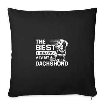 The best therapist is my dachshund - Sofa pillowcase 17,3'' x 17,3'' (45 x 45 cm) - black - Front