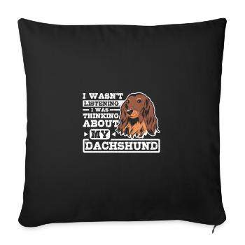 Je pensais à mon teckel - Housse de coussin décorative 45 x 45 cm - noir - Devant
