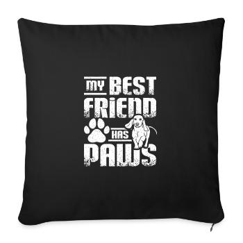 Mon meilleur friedn a des pattes teckel - Housse de coussin décorative 45 x 45 cm - noir - Devant