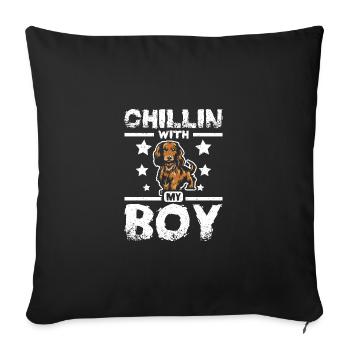 chillin avec mon teckel garçon - Housse de coussin décorative 45 x 45 cm - noir - Devant
