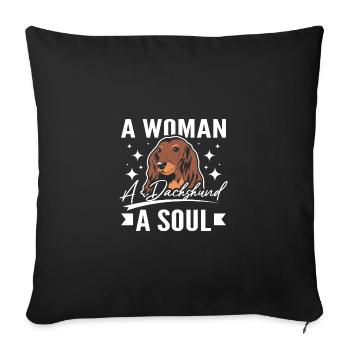 Une femme un teckel une âme - Housse de coussin décorative 45 x 45 cm - noir - Devant