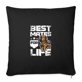 Meilleurs amis pour la vie teckel - Housse de coussin décorative 45 x 45 cm - noir - Devant