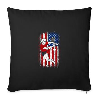 4th of july Usa Proud American Flag Squash Player - Sofa pillowcase 17,3'' x 17,3'' (45 x 45 cm) - black - Front