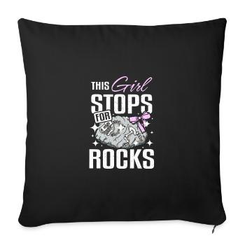 Cette fille s’arrête pour chasser les fossiles de roches - Housse de coussin décorative 45 x 45 cm - noir - Devant