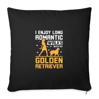 Long romantic walks with my Golden Retriever - Sofa pillowcase 17,3'' x 17,3'' (45 x 45 cm) - black - Front
