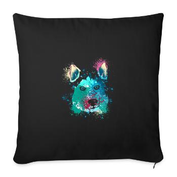 Colorful Splash Art Dog Lover Siberian Husky - Sofa pillowcase 17,3'' x 17,3'' (45 x 45 cm) - black - Front
