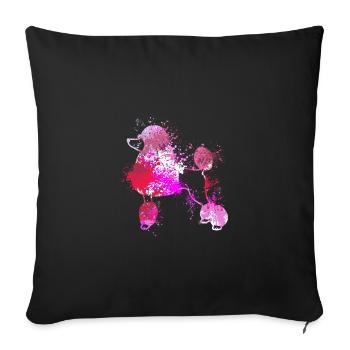coloré splash art chien amoureux Caniche - Housse de coussin décorative 45 x 45 cm - noir - Devant