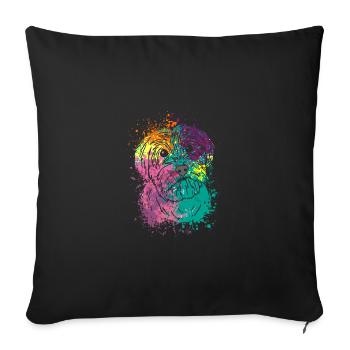 Colorful Splash Art Dog Lover Yorkie - Sofa pillowcase 17,3'' x 17,3'' (45 x 45 cm) - black - Front