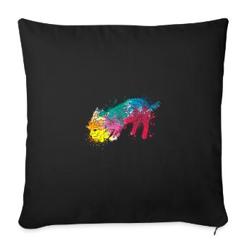 Colorful Splash Art Dog Lover Yorkie - Sofa pillowcase 17,3'' x 17,3'' (45 x 45 cm) - black - Front