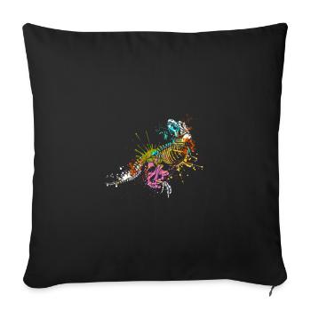 Splash Dinosaur Tyrannosaurus rex T-rex squelette - Housse de coussin décorative 45 x 45 cm - noir - Devant