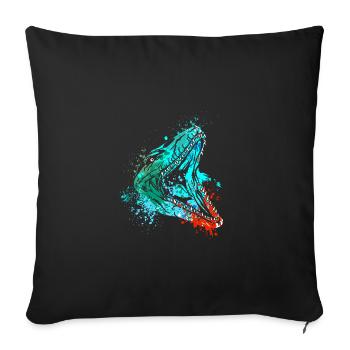 Splash art Marine Dinosaur mosasaurus tête - Housse de coussin décorative 45 x 45 cm - noir - Devant