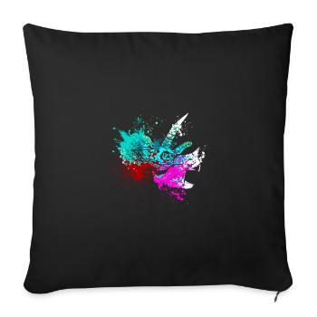 Splash art Dinosaure Tricératops tête - Housse de coussin décorative 45 x 45 cm - noir - Devant