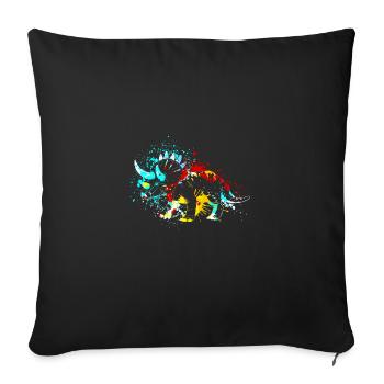 Splash art Dinosaure Triceratops - Housse de coussin décorative 45 x 45 cm - noir - Devant