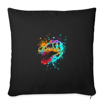Éclaboussure Dinosaure Tyrannosaurus rex tête T-rex - Housse de coussin décorative 45 x 45 cm - noir - Devant