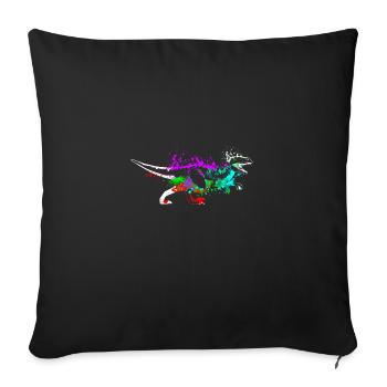 Splash art Dinosaur velociraptor - Housse de coussin décorative 45 x 45 cm - noir - Devant