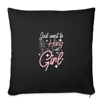 Je veux juste traîner avec ma fille cocker spaniel - Housse de coussin décorative 45 x 45 cm - noir - Devant