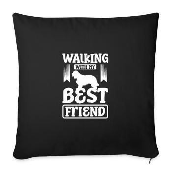 Marcher avec mon meilleur cocker fiend spaniel - Housse de coussin décorative 45 x 45 cm - noir - Devant