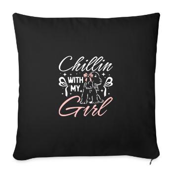 Chillin avec ma fille cocker spaniel - Housse de coussin décorative 45 x 45 cm - noir - Devant