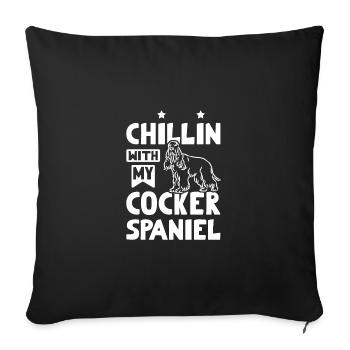 Chillin avec mon cocker spaniel - Housse de coussin décorative 45 x 45 cm - noir - Devant