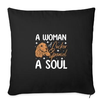 A woman a cocker spaniel a soul - Sofa pillowcase 17,3'' x 17,3'' (45 x 45 cm) - black - Front