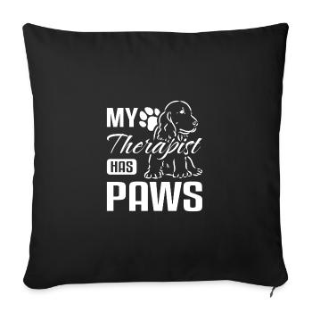 Mon thérapeute a des pattes cocker spaniel - Housse de coussin décorative 45 x 45 cm - noir - Devant