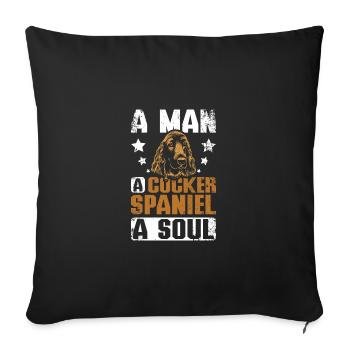 Un homme un cocker spaniel une âme - Housse de coussin décorative 45 x 45 cm - noir - Devant