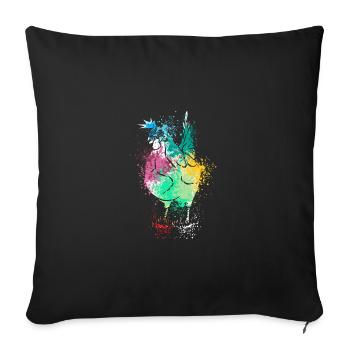 Colerfull Splash Art Farm animaux poulet - Housse de coussin décorative 45 x 45 cm - noir - Devant