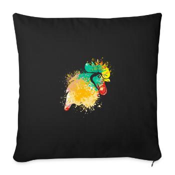 Colerfull Splash Art Farm animaux tête de poulet - Housse de coussin décorative 45 x 45 cm - noir - Devant