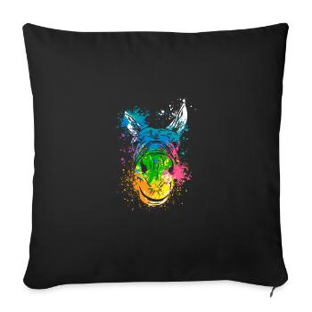 Colerfull Splash Art Farm animals donkey head - Sofa pillowcase 17,3'' x 17,3'' (45 x 45 cm) - black - Front