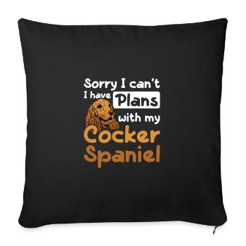 Je ne peux pas J’ai des projets avec mon cocker spaniel - Housse de coussin décorative 45 x 45 cm - noir - Devant