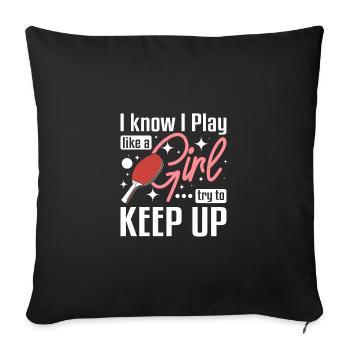 Les femmes jouent au ping-pong comme une fille - Housse de coussin décorative 45 x 45 cm - noir - Devant