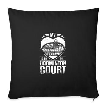 Mon cœur est sur le terrain de badminton - Housse de coussin décorative 45 x 45 cm - noir - Devant