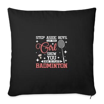 Laissez cette fille vous montrer comment jouer au badminton - Housse de coussin décorative 45 x 45 cm - noir - Devant