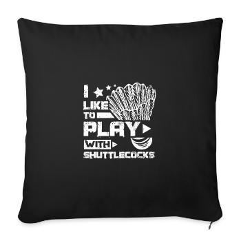 J’aime jouer avec des volants de badminton - Housse de coussin décorative 45 x 45 cm - noir - Devant