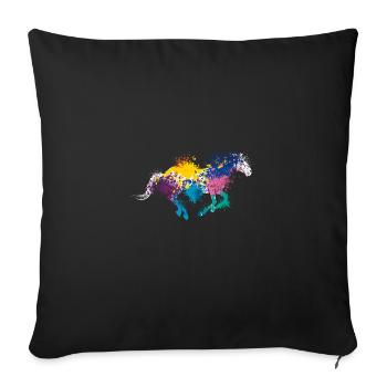 Colorful Splash Art Farm animaux Cheval - Housse de coussin décorative 45 x 45 cm - noir - Devant