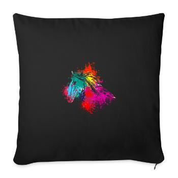 Colorful Splash Art Farm animals Horse Head - Sofa pillowcase 17,3'' x 17,3'' (45 x 45 cm) - black - Front