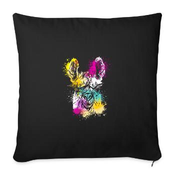 Colorful Splash Art Farm animals alpaca Llama head - Sofa pillowcase 17,3'' x 17,3'' (45 x 45 cm) - black - Front