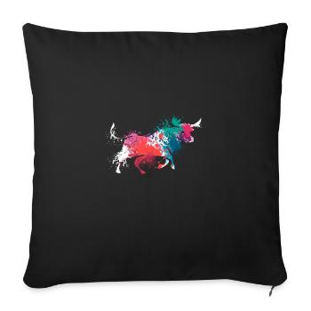 Animaux colorés Splash Art Farm taureau bœuf - Housse de coussin décorative 45 x 45 cm - noir - Devant
